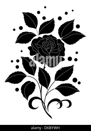 Fleur Rose et confettis, silhouettes Banque D'Images