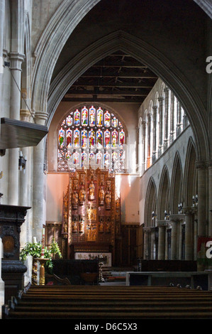 Choeur, choeur et la fenêtre de l'est de la cathédrale, l'église Saint Margaret's, King's Lynn, Norfolk, Angleterre Banque D'Images