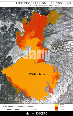 Fire-progression map, Las Conchas Banque D'Images