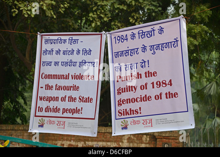 Un rassemblement politique sikh à Tolstoy Road près de Connaught place à New Delhi, en Inde. Banque D'Images