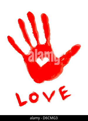 Symbole d'amour handprint Banque D'Images