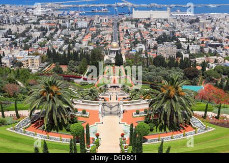 Jardins de Bahai à Haïfa Banque D'Images