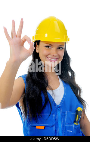 Belle jeune femme les réparations exigées Banque D'Images