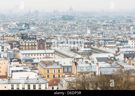 Vue sur Paris à partir de la Basilique du Sacré-Cœur Banque D'Images