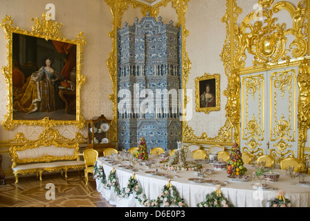 Salle à manger dans le palais de Catherine, Pouchkine, Russie Banque D'Images