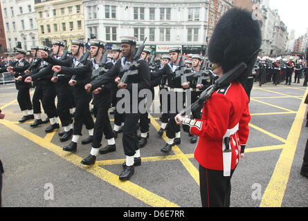 La BARONNE THATCHER procession funéraire Margret Thatcher FUNERAL 17 avril 2013 LONDON ENGLAND UK LUDGATE Banque D'Images