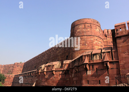 La porte d'entrée du Fort d'Agra site du patrimoine mondial de l'Agra, Uttar Pradesh, Inde Banque D'Images