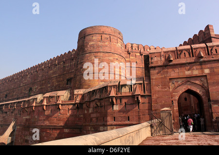 La porte d'entrée du Fort d'Agra site du patrimoine mondial de l'Agra, Uttar Pradesh, Inde Banque D'Images