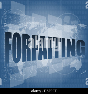 Le forfaitage mot sur digital touch screen Banque D'Images