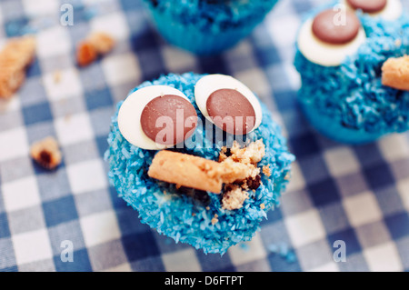 Cookie Monster cupcakes Banque D'Images