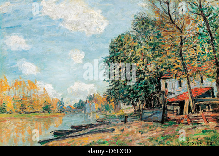 Alfred Sisley Moret : les rives de la rivière Loing, 1877 huile sur toile. Albertina, Vienne, Autriche Banque D'Images