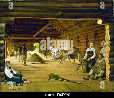 Alexei Venetsianov, grange de battage 1822 - 1823 huile sur toile. Musée Russe, Saint-Pétersbourg, Russie Banque D'Images