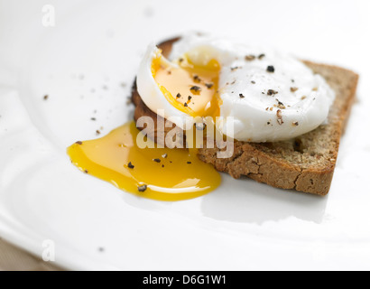 Oeuf poché sur toast Banque D'Images