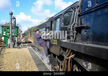 North Norfolk (train à vapeur de fer toutes les 9F class loco) chez Holt, Norfolk, Angleterre Banque D'Images