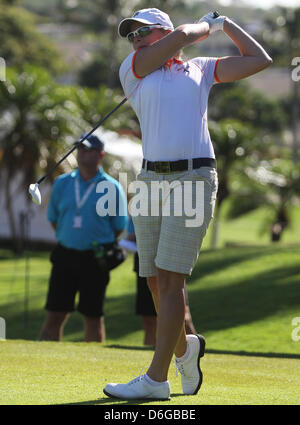 Le 17 avril 2013 - Kapolei, HI, USA - 17 Avril 2013 : Alena Sharp tees off au premier tour de la 2013 Championnat Lotte présenté par J Golf au Ko Olina Golf Club. Banque D'Images