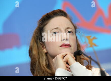 L'actrice britannique Andrea Riseborough assiste à la conférence de presse du film Shadow Dancer    au cours de la 62e édition du Festival International du Film de Berlin, à Berlin, Allemagne, 12 février 2012. Le film est présenté en compétition à la 62e Berlinale allant du 09 au 19 février. Photo : Angelika Warmuth Banque D'Images