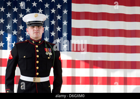 Dans l'habillement militaire par blues US flag Banque D'Images