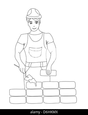 Builder de travailler. Mason fait de travail pose de briques. Banque D'Images