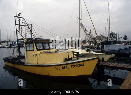 Les crevettes bateaux amarrés dans le port brouillard près de Rockport Texas USA Banque D'Images