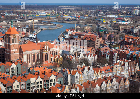 Architecture de vieille ville de Gdansk, Pologne - vue à vol d'oiseau. Banque D'Images