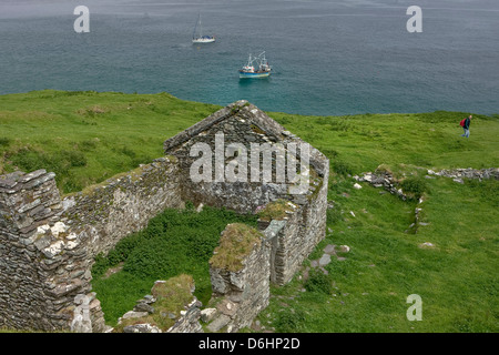 Great Blasket Island. Le comté de Kerry. L'Irlande. Homestead abandonné. Banque D'Images