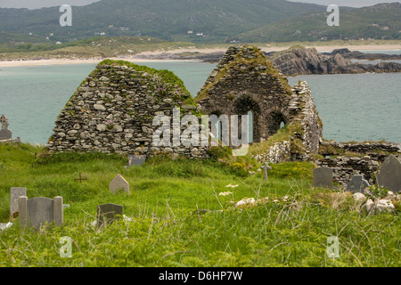 Derrynane. Iveragh. Le comté de Kerry. L'Irlande. Ancien cimetière. Banque D'Images