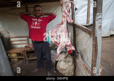 Butcher - le territoire de Masisi, province du Nord-Kivu dans l'Est de la RDC. Banque D'Images