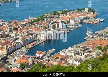 Vue du mont Floyen Lookout, Bergen, Norvège Banque D'Images