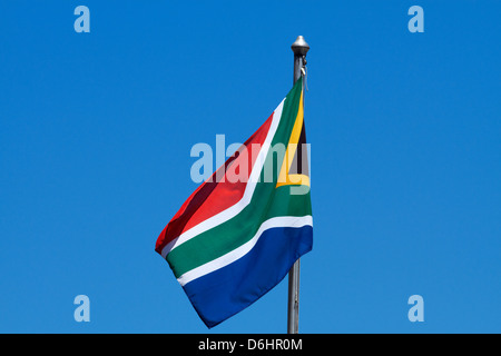 Drapeau sud-africain, l'île Robben, Table Bay, Cape Town, Afrique du Sud Banque D'Images