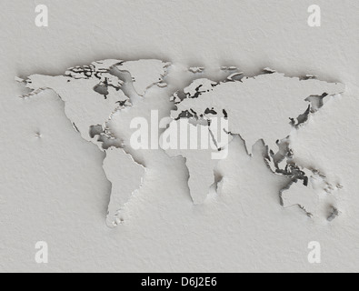 Carte du monde à texture de papier Banque D'Images