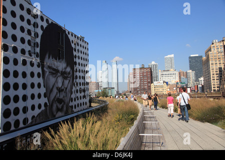 Le parc High Line, un parc public sur l'ancienne voie ferrée, Manhattan, New York City, États-Unis d'Amérique, Amérique du Nord Banque D'Images