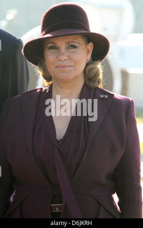 La Grande-Duchesse Maria Teresa de Luxembourg vu pendant la visite de la Reine Beatrix des Pays-Bas lors de ses Astra à Château Bourglinster pendant le 2e jour de sa visite d'Etat de trois jours à Luxembourg, le 21 mars 2012. Photo : Albert Philip van der Werf / Pays-Bas OUT Banque D'Images