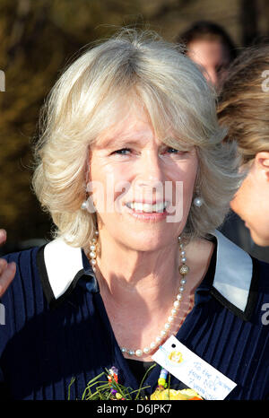 Camilla, Duchesse de Cornouailles, arrive à la British International École primaire de Djursholm à Stockholm, Suède, 23 mars 2012. Le Prince Charles et son épouse sont sur un tour du Jubilé de diamant de la Scandinavie. Photo : Albert Nieboer / Pays-Bas OUT Banque D'Images