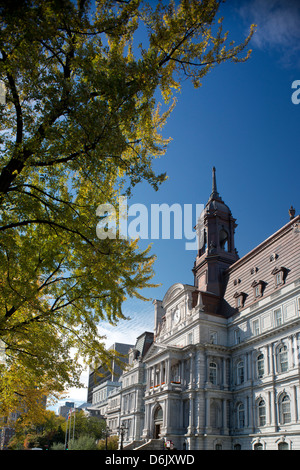 L'Hôtel de ville entouré de feuillage de l'automne, Montréal, Québec, Canada, Amérique du Nord Banque D'Images