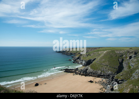 Porthcothan plage et sur les falaises, Cornwall, Angleterre, Royaume-Uni, Europe Banque D'Images