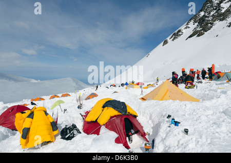 Camp 3, trek sur Mt McKinley 6194m, le parc national Denali, Alaska, United States of America, USA Banque D'Images