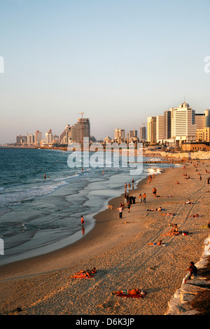 Plage, à Tel Aviv, Israël, Moyen Orient Banque D'Images