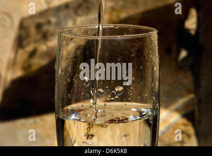 Un verre d'eau claire capturé à Dresde, Allemagne, 20 mars 2012. La Journée mondiale de l'eau, qui a lieu chaque année le 22 mars, est un outcoume de la Conférence des Nations Unies sur l'environnement et le développement (CNUED) tenue en 1993 à Rio de Janeiro, Brésil. Photo : Arno Burgi Banque D'Images