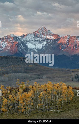 Wilson à l'aube pointe à l'automne, l'Uncompahgre National Forest, Colorado, États-Unis d'Amérique, Amérique du Nord Banque D'Images