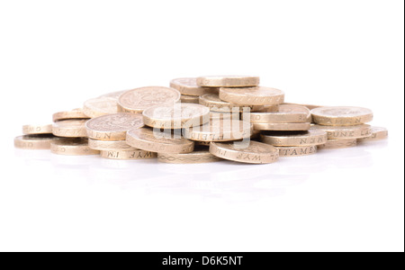 Une pile de livres coin isolé sur fond blanc Banque D'Images