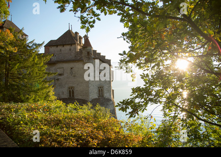 Le Château de Chillon, sur le lac de Genève, Montreux, Canton de Vaud, Suisse, Europe Banque D'Images