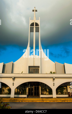 Au coucher du soleil, de l'église, Saipan, Mariannes du Nord, Pacifique Central Pacific Banque D'Images