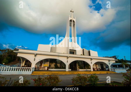 Au coucher du soleil sur l'église, Saipan, Mariannes du Nord, Pacifique Central Pacific Banque D'Images