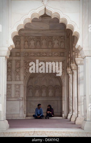 Diwan-i-Khas ou hall d'audience privée, fort d'Agra, Inde Banque D'Images