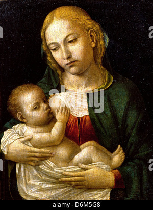 Ambrogio da Fossano, dit Il Bergognone, la Madonna del Latte. Circa 1485. Tempera sur panneau. Museo Poldi Pezzoli, Milan Italie Banque D'Images