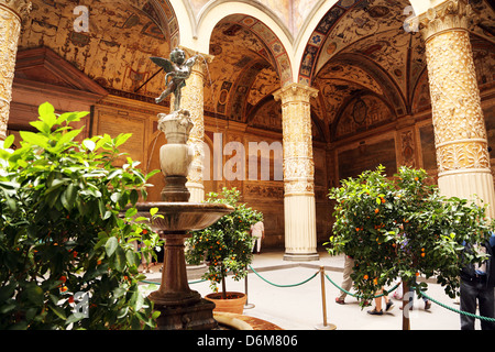 Le cour de Palazzo Vecchio à Florence Italie Banque D'Images