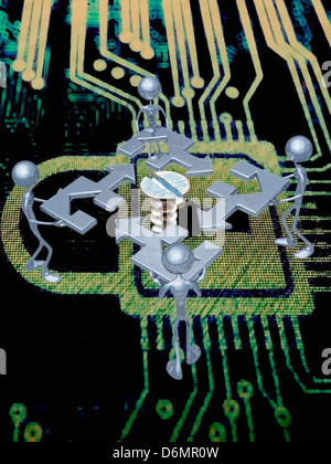 Vis dans le contreplaqué, le travail d'équipe, Concept Concept d'équipe de contreplaqué vis à vis d'équipe créative technologie contreplaqué Concept Tech Banque D'Images