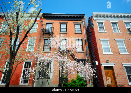 West Village New York : appartements dans le printemps Banque D'Images