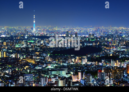 La ville de Tokyo avec Tokyo Sky Tree visible Banque D'Images