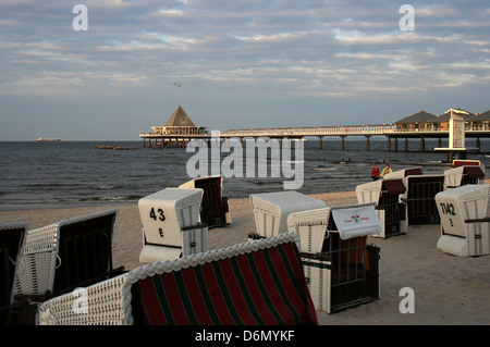 Usedom, Allemagne, vue de la plage sur la Seebruecke Heringsdorf Banque D'Images